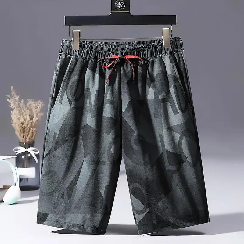 Summer Casual Shorts Men's Ice Silk Trend All-match Outer Wear Beach Pants Straight Loose 5 Five Points Medium Pants