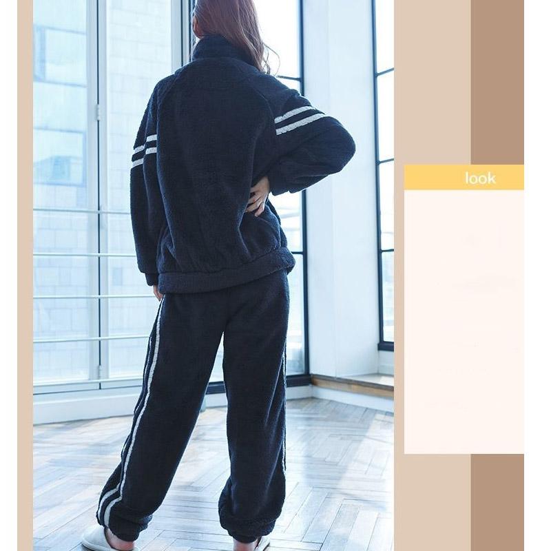 Lamb Plush Suit Autumn and Winter Women's Thickened Plus Velvet Sports Jacket Casual Trousers Two-piece Suit