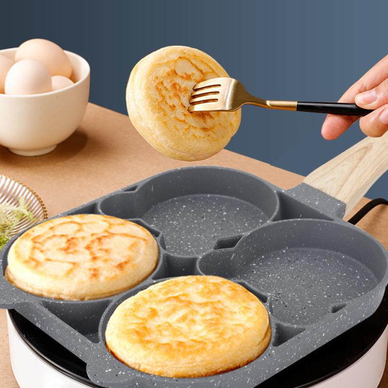 Fried Egg Artifact Breakfast Pot Egg Burger Pot Flat-bottomed Non-stick Pan Frying Pan Four-hole Mold Kitchen Household Pots