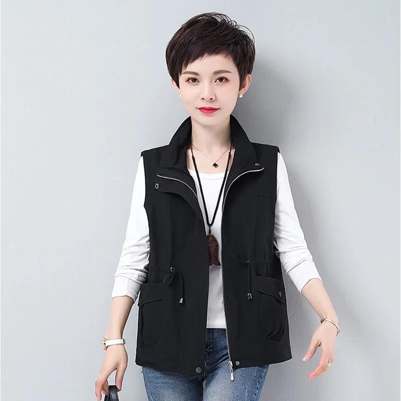 Spring and Autumn Women's Waist Waist Slimming Waistcoat Women's Short Loose Loose Mother's Wear Casual All-match Vest Waistcoat