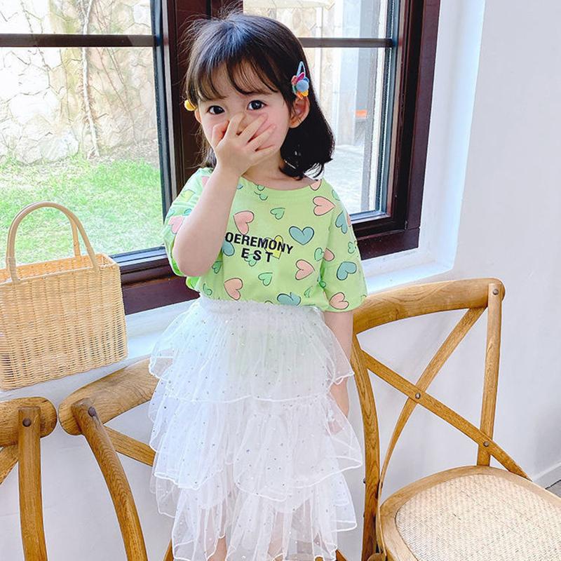 Girls T-Shirt Short Sleeve Tee Tops Kids Cartoon Printing Clothes Children Birthday Party Wear