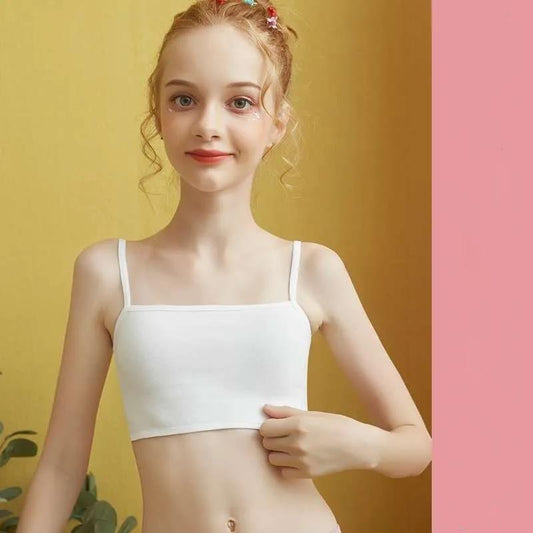 Girls Underwear Vest Development Period 8-9-12 Years Old Thin Cotton Girl Bra Little Girl Child Tube Top White