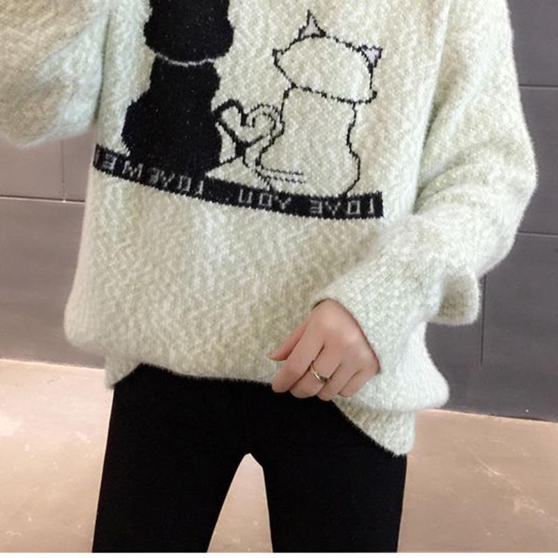 Autumn Winter Women Slim Knitted Sweater Tops High Neck Long Warm Baggy Chunky Pullovers Outwear