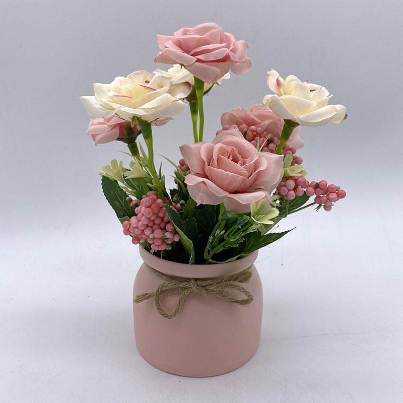 Flower Silk Flower Small Potted Bedroom Coffee Table Desktop Setting Room Decoration Fake Flower Decoration Living Room Decoration Simulation