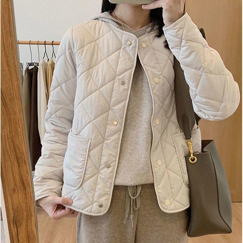 Cotton-padded Jacket Women's Winter Clothes Korean Version of The Round Neck Thick Bread Coat Jacket Female Students Loose Solid Color Cotton Coat