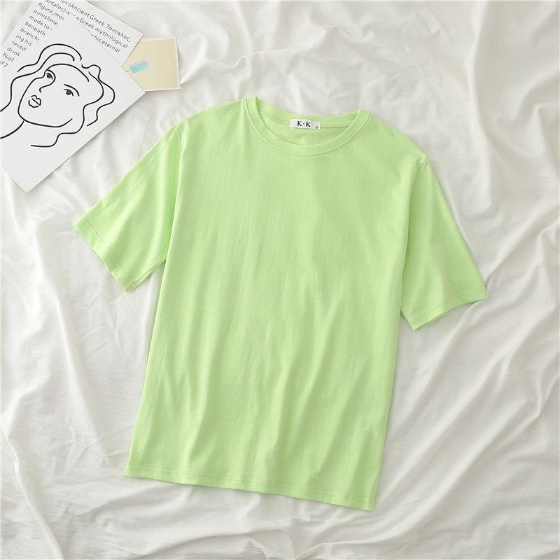 Cotton  Women Round Neck Short Sleeve Tops T Shirt