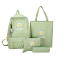 4Pcs/set Women School Backpacks Schoolbag Daisy Canvas for Teenagers Girls Student Book Bag