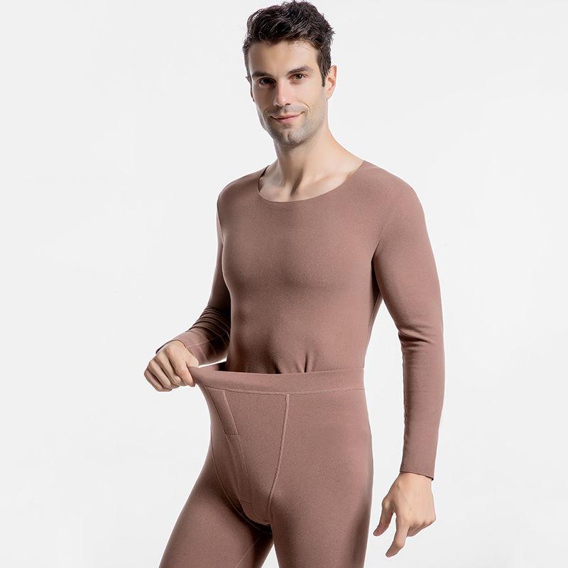 Men Winter Thermal Underwear O-neck Tops Pants Male Autumn Clothes Tight Suit Thicken Windproof Comfortable Soft Lining Long Sleeve High Elasticity