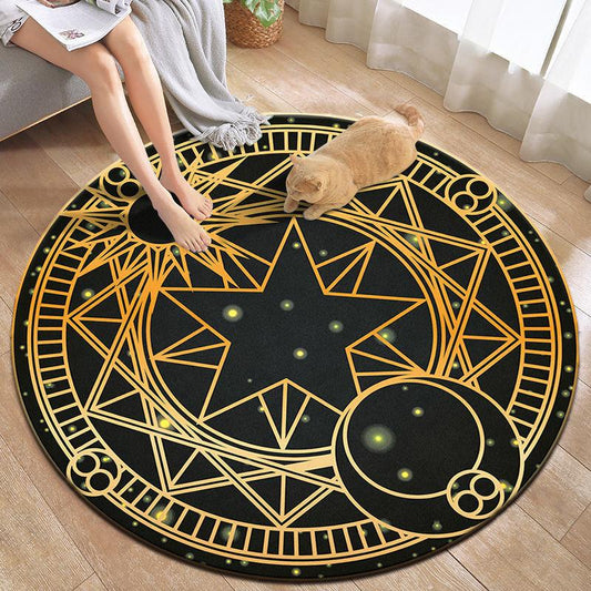 INS Cartoon Round Carpet Bedroom Living Room Teenage Heart Cute Computer Chair Swivel Chair Hanging Basket Mat Land Pad Home