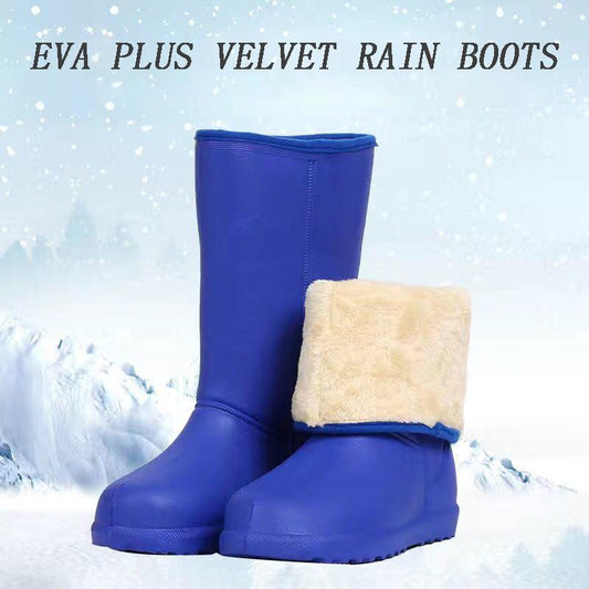 Ladies Winter Rain Boots Plus Velvet Warm Rain Boots Mid-high Tube Non-slip Thick Rubber Shoes Waterproof Shoes