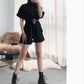 Hip-hop Style Women Sexy Black Cool Girls Jumpsuits Rompers Spring and Summer Short Sleeve Casual Vacation Office Home