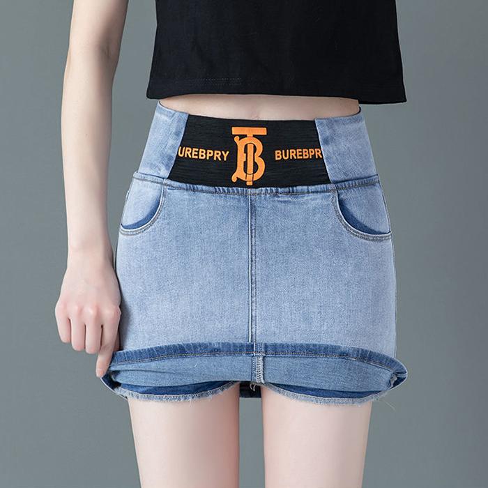 WTEMPO Summer Women Denim Shorts Jeans Washed Denim High Waist Casual Shorts Sexy Skirt