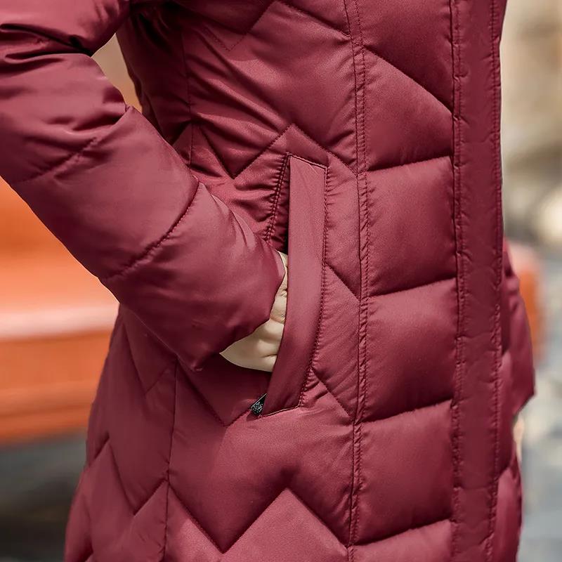 Women's Mid-length Down Jacket Winter Korean Loose Cotton Clothes Casual Hooded Padded Jacket Quilted Jacket