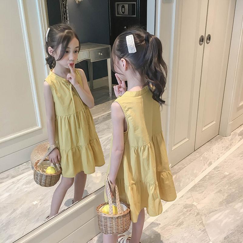 Girls Dress Summer Toddler Dress Sleeveless Dress Loose Solid Princess Dress Girls Baby Kids Clothing