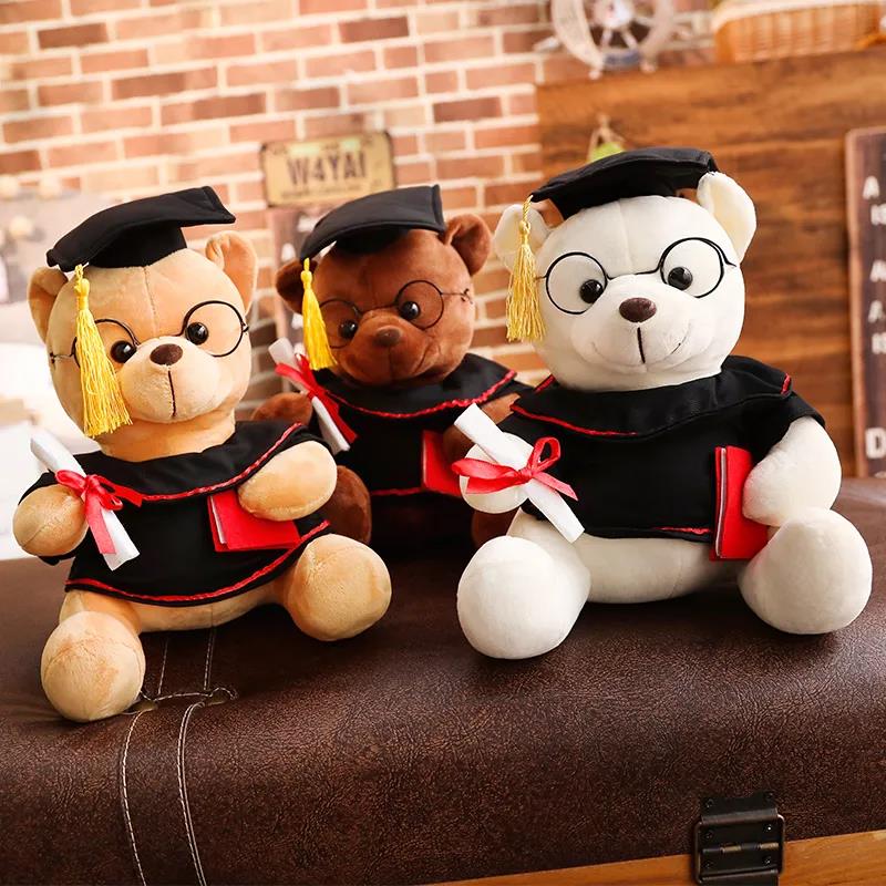 Lovely Glasses Graduation Bear Plush Doll Wearing Doctorial Hat Dr. Bear Cub Plush Toy Little Bear Plush Toy Gifts