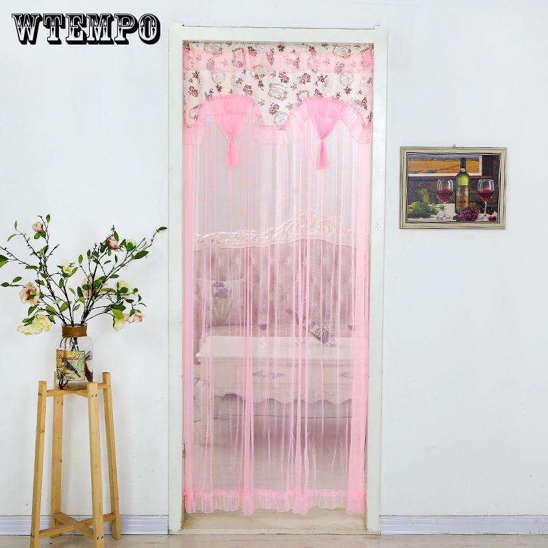 WTEMPO Lace Spinning Mute Anti-mosquito Long Curtain Free Punching Telescopic Rod Curtain Bedroom