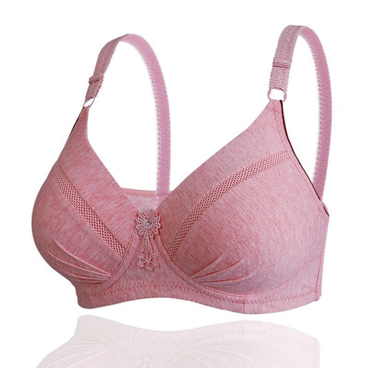 Thin Breathable and Anti-sagging Gather Type Non-wire Non-magnetic Underwear Bra Ladies Bra Style Simple Fabric Breathable