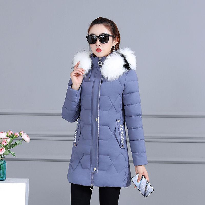 Autumn and Winter Seasons Waist and Show Figure Down Padded Jacket Women's Mid-length Thick Coat Slim and Fashionable