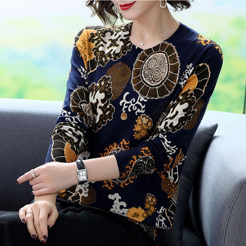 High-end Cashmere Sweater Ethnic Style Autumn Winter Plus Size Vintage Knit Pullover Sweater Warm Jumper Top