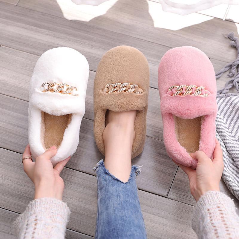 Autumn and Winter Pure Cotton Slippers Indoor Non-slip Soft-soled Shoes Warm Simple Plush Cotton Shoes