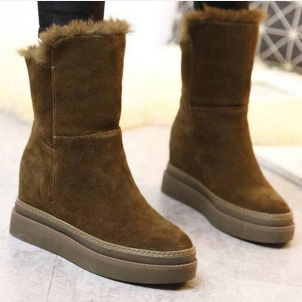 Women Snow Boots Winter Warm Fur Lined Casual Short Boots Winter Non-slip Martin Boots Size 35-40