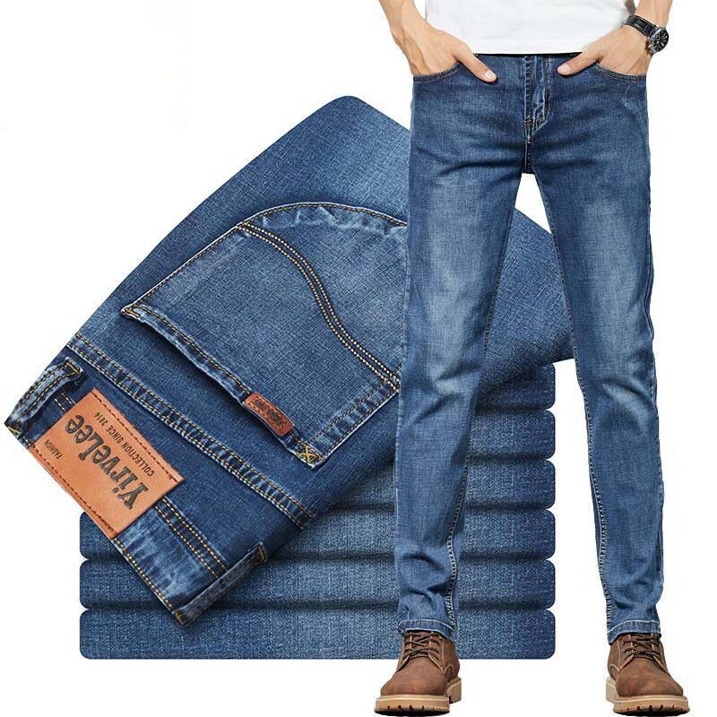 Spring and Autumn Thin Section Jeans Men's Loose Straight Stretch Business Casual Young Men's Trousers