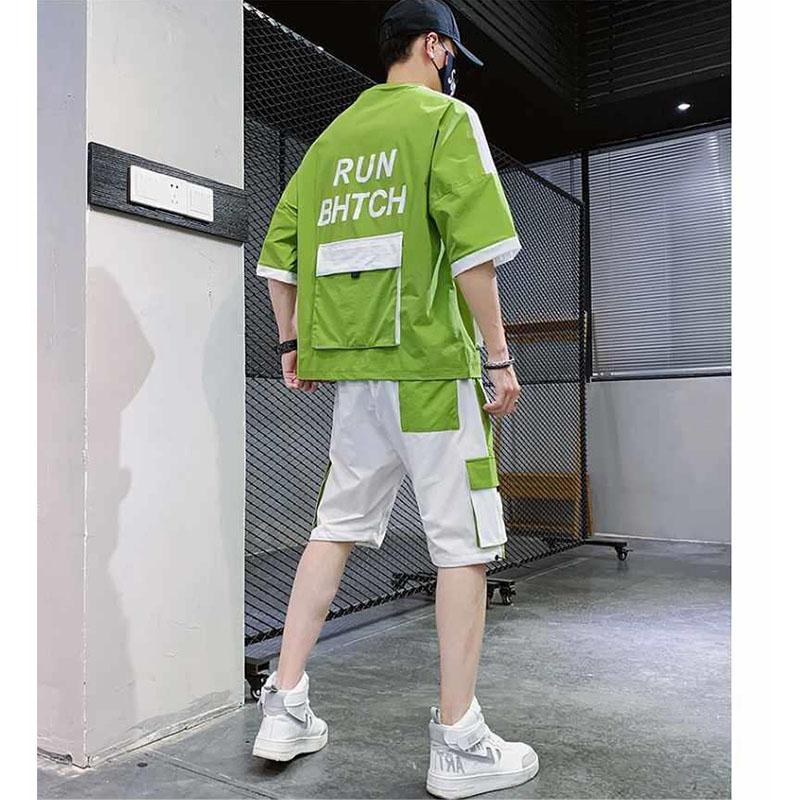 Summer Suit Men's Trend with A Set of Summer Clothes Handsome Casual Running Sports Short-sleeved Summer Suit Trend