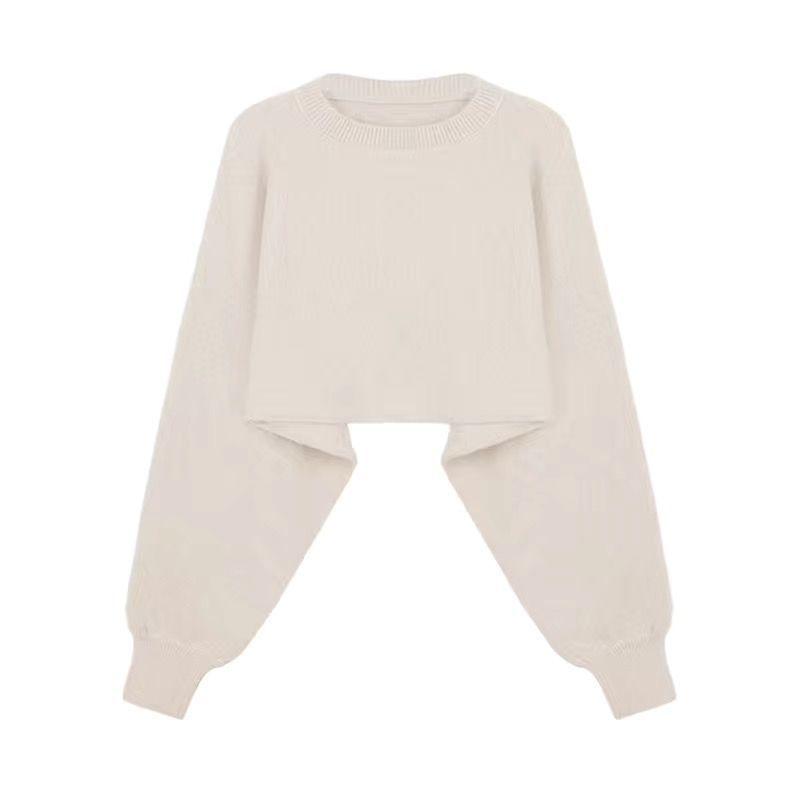 Temperament Sweater Suit Skirt Female Loose Knit Sweater Two-piece Suit Suspender Sweater Dress + Long-sleeved Top Comfortable and Warm Two-piece Suit