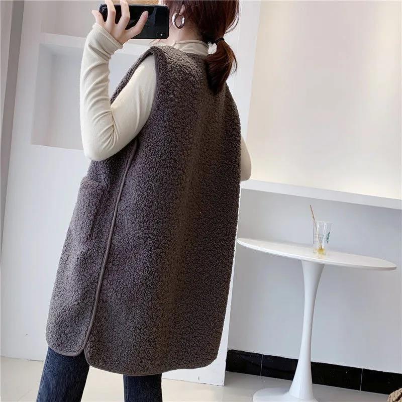 Long Vest Women's Autumn and Winter Mid-length Imitation Lamb Wool Fashion All-match Women's Coat