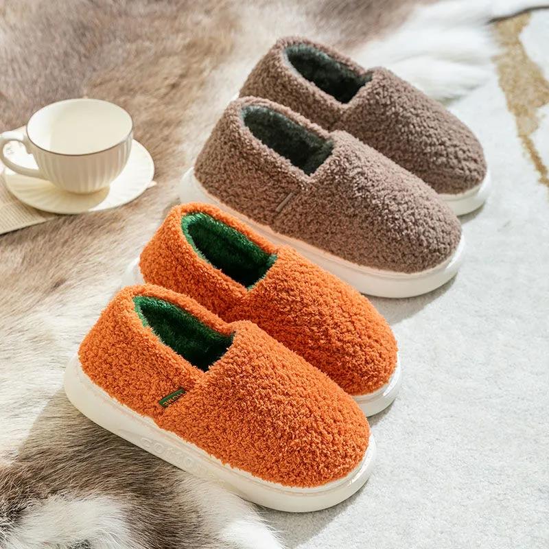 Cotton Slippers Women's Winter Bag with Indoor Couples Home Warmth Month Postpartum Household Plush Thick-soled Cotton Shoes