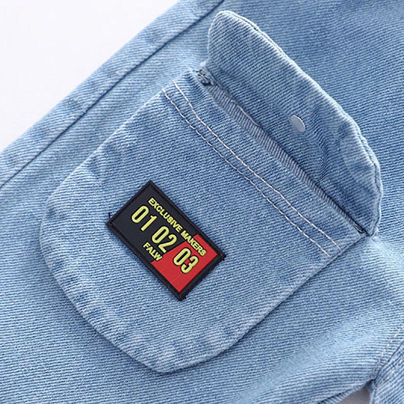 Children's Clothing Boys and Girls Jeans Spring and Autumn Casual Pants Trousers Pocket Printing Trousers