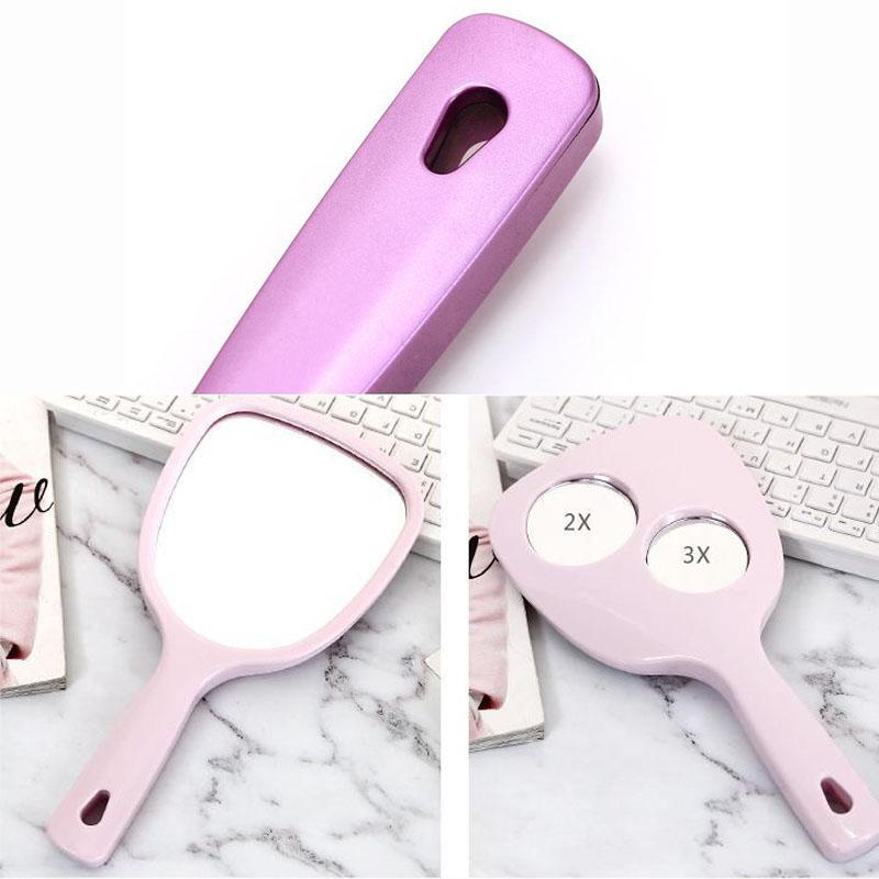 Women Hand-held Makeup Mirror Portable Enlarge Small Mirror  HD Thin and Light Travel Appointment Long Handle