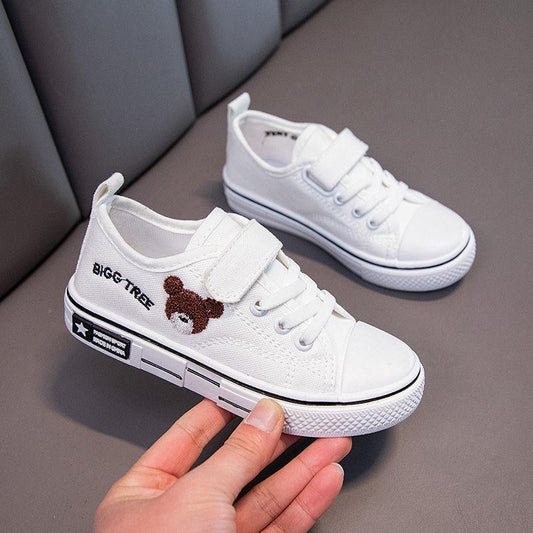 Baby Low-cut Non-slip Shoes Solid Sole Casual Sneakers Universal All-match Cartoon Embroidered Canvas Shoes for Boys and Girls