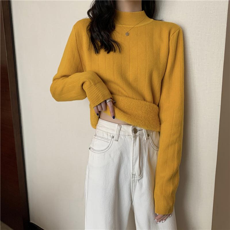 Winter Sweater Turtleneck Thick Fleece Warm Pullover Sweater Women White Long Sleeve Plus Size Loose Casual Knitted Jumper Fall Women Fashion Sweater