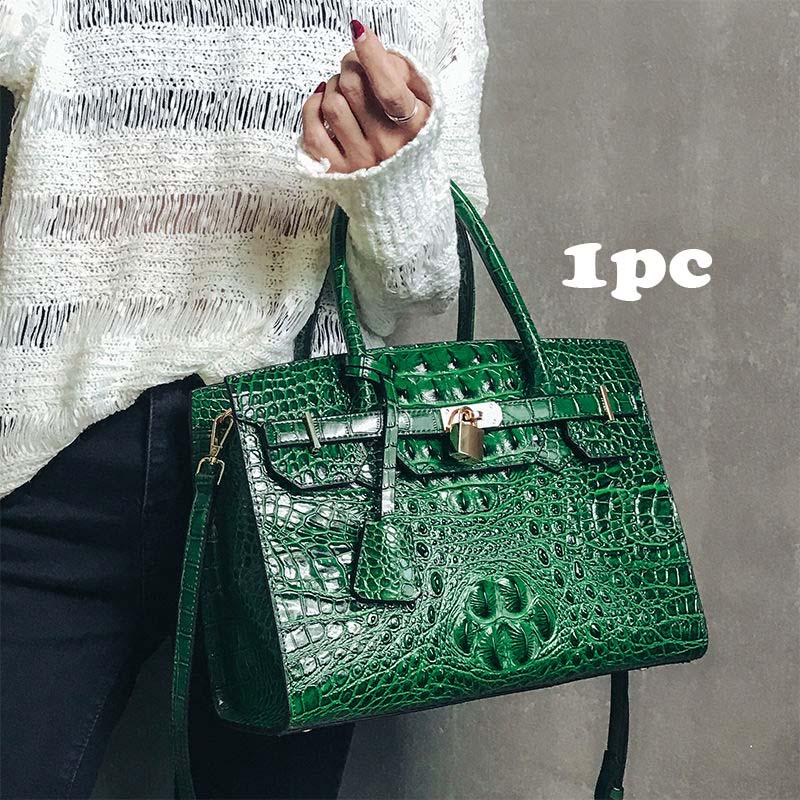 Crocodile Leather Handbag Women Fashion Large Capacity Shoulder Bag Platinum Bag