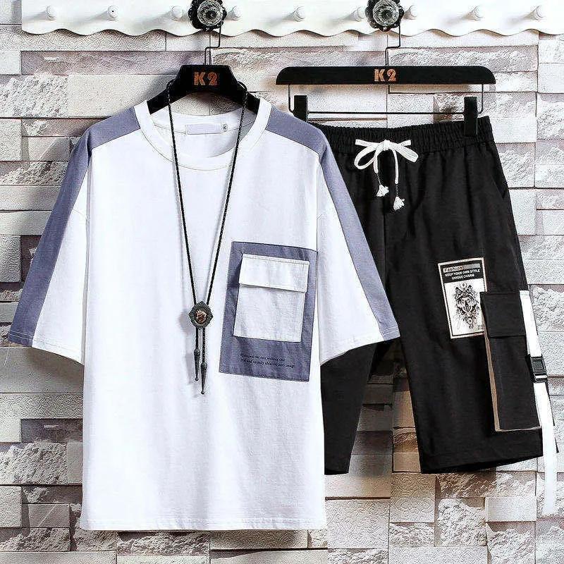 Men's Suit Summer Student Korean Version Trend Youth Sports Casual Short-sleeved Shorts Summer Set of Clothes for Men