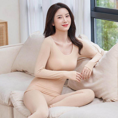 Thermal Underwear Autumn Clothes Long Trousers Women's Suit Seamless Body Shaping Thin Cotton Wool Bottoming Shirt Underwear Women