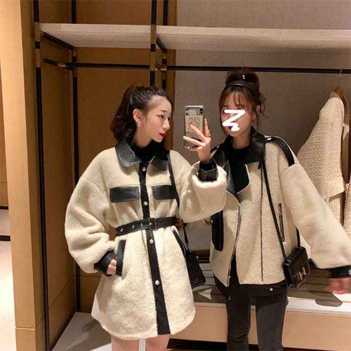 Fashion Lamb Wool Women's Coat Autumn and Winter All-match Korean Style Loose Short Fur One-piece Woolen Coat