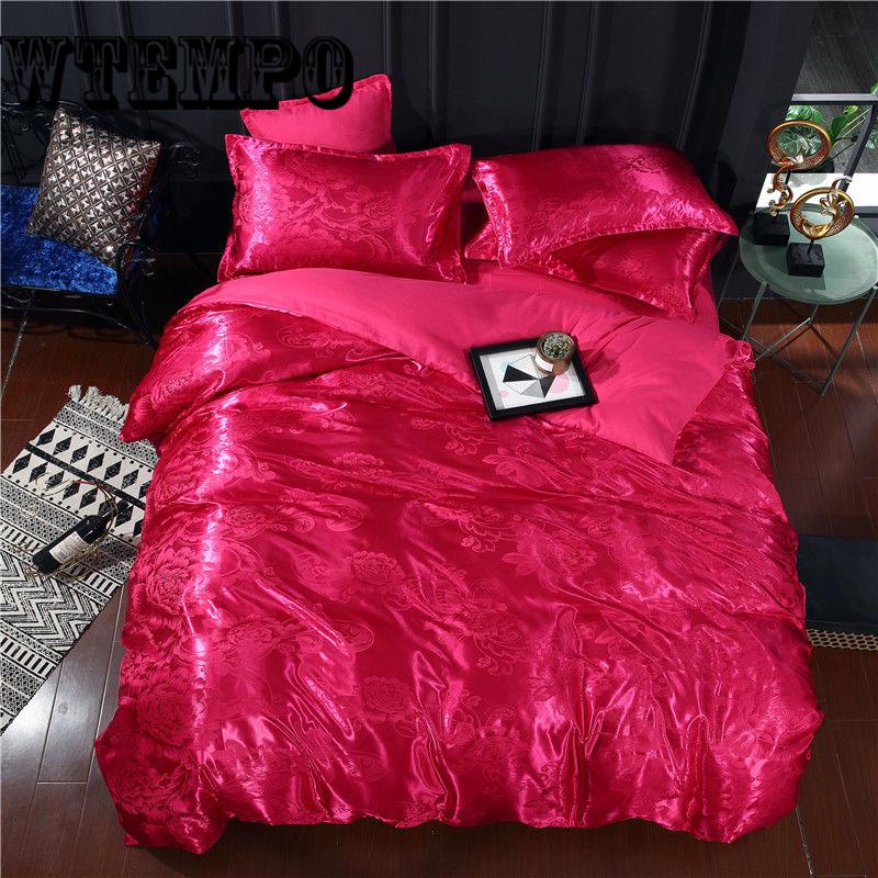 Satin Luxury Jacquard Bedding Set Yarn Dyed Duvet cover Bed Spread Pillowcase Queen King