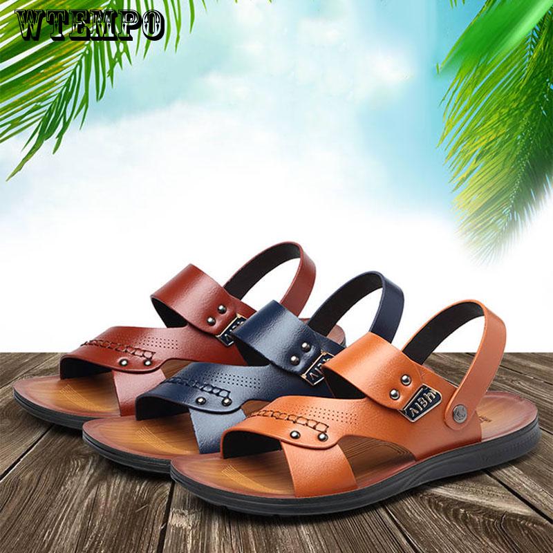 Summer Mens Sandals Fashion Male Genuine Leather Sandals Summer Beach Leather Shoes