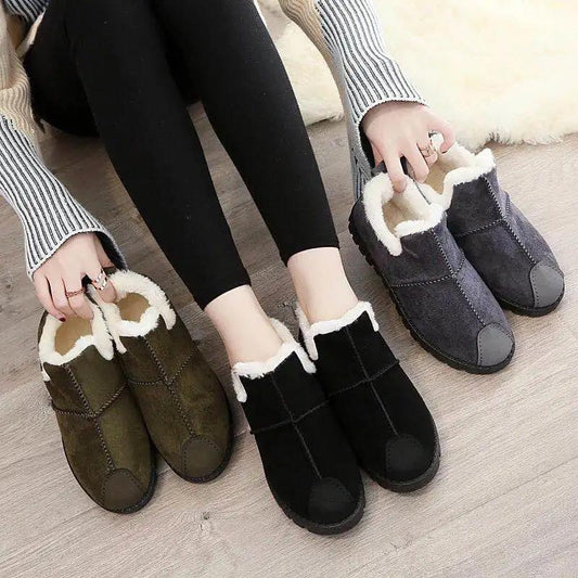 Autumn and Winter Boots Cotton Shoes Women's Winter Warmth and Velvet All-match Casual Shoes Pedal Non-slip Flat Cotton Shoes