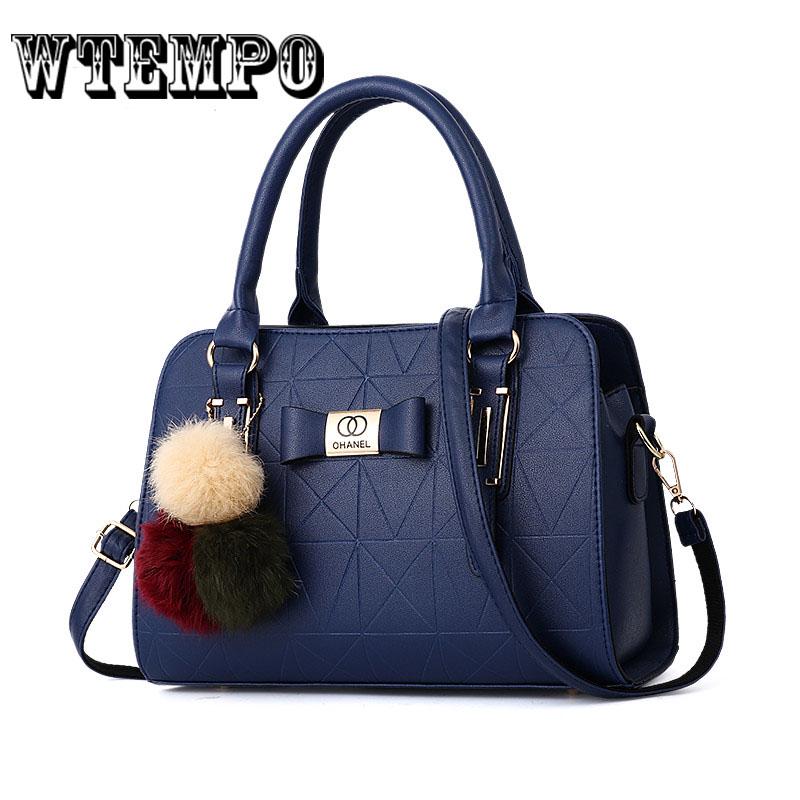 Women's Handbag Fashion Large Capacity Women Shoulder Bag with Hairball Ornaments