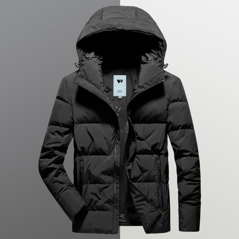 Fashionable Hooded Quality Men's Down Jacket Young and Middle-aged Cold-proof Warmth Thick Real White Duck Down Jacket