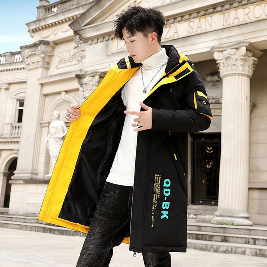 Mid-length Thick Warm Men's Padded Jacket Winter Trend Fashion Handsome Down Padded Jacket