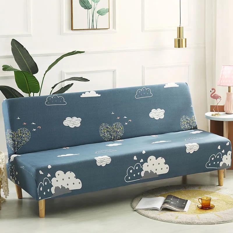 Plush Fabric Fold Armless Sofa Bed Cover Folding Seat Slipcover Thicker Covers Bench Couch Protector