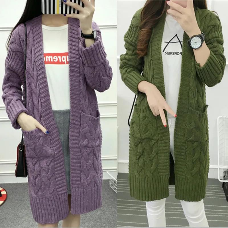 Women's Loose All-match Mid-length Knitted Sweater Cardigan Sweater Coat In Spring and Autumn