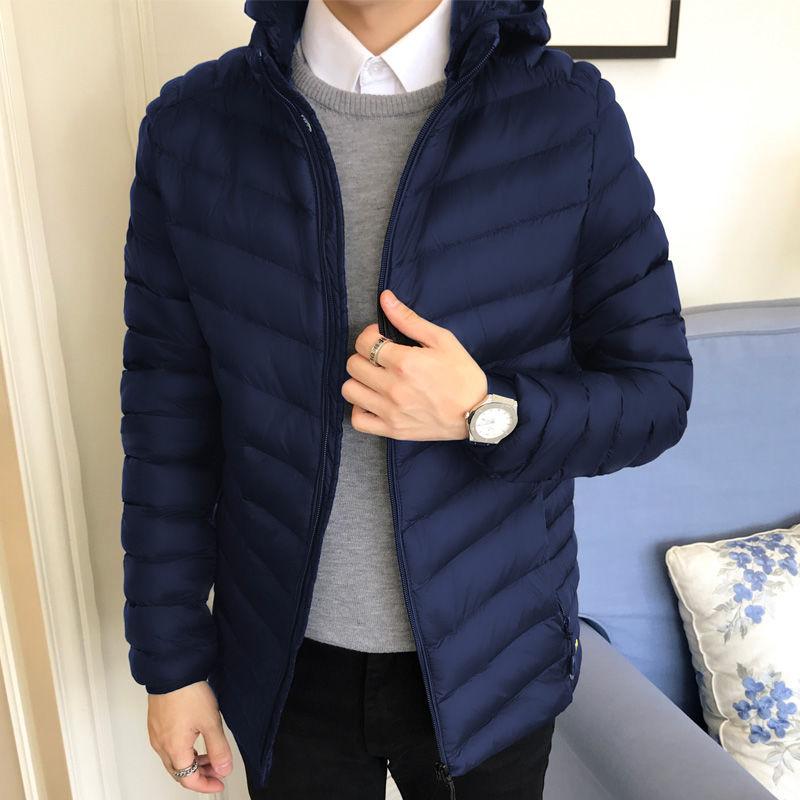 Winter Fashion Trend Men's Cotton Jacket Short Slim Casual Hooded Lightweight Warm Cotton Jacket