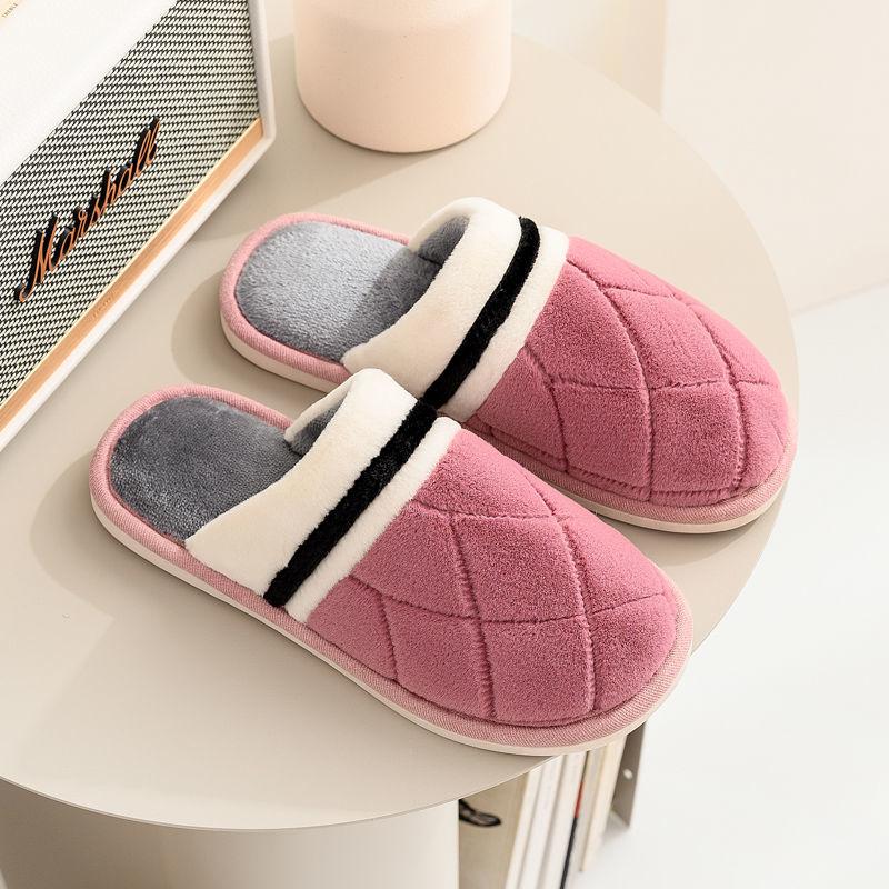 Autumn and Winter Pure Cotton Slippers Indoor Non-slip Soft-soled Shoes Warm Simple Plush Cotton Shoes