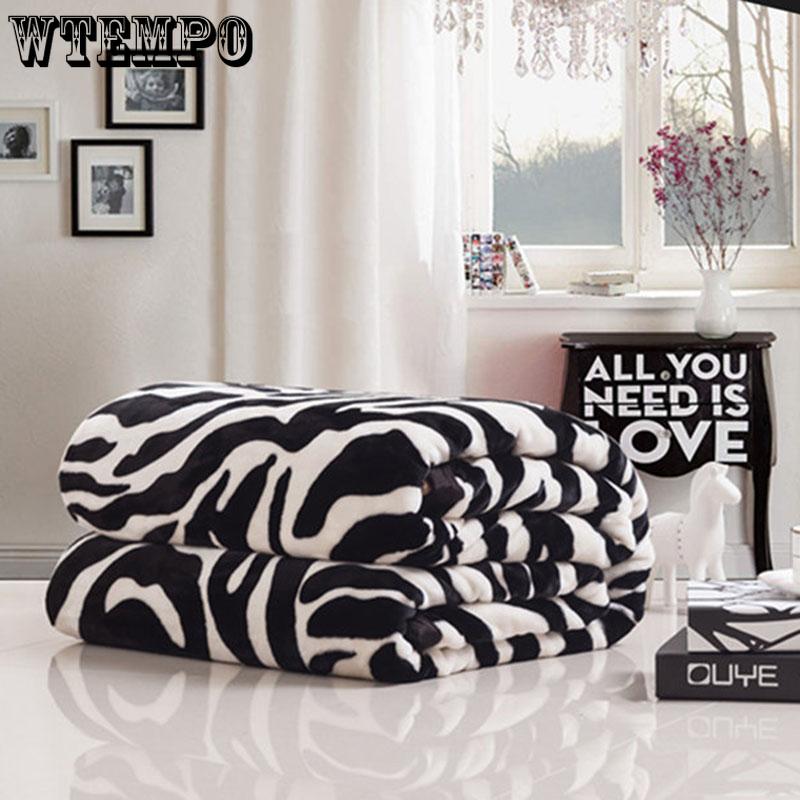 Double Zebra Pattern Ice Mink Fleece Blanket Thick Flannel Blanket Coral Fleece Sheets