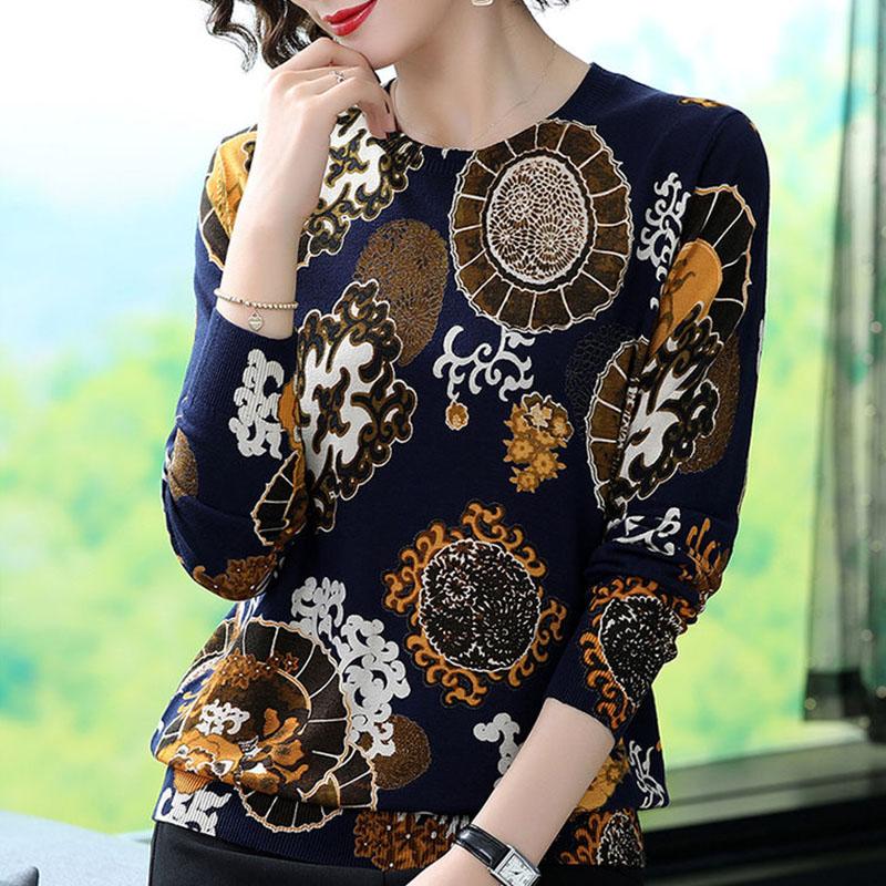 High-end Cashmere Sweater Ethnic Style Autumn Winter Plus Size Vintage Knit Pullover Sweater Warm Jumper Top